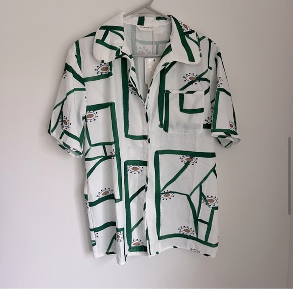 Revolve Commense Two Piece Matching Green White Print Set Women's small - Picture 4 of 13